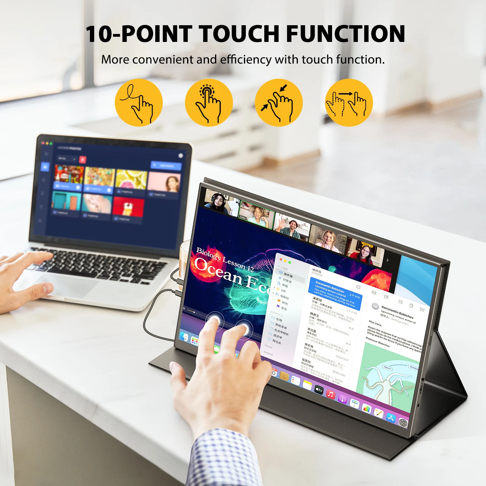 Imagem -03 - Monitor Portátil Uperfect 185 com Tela Sensível ao Toque 120hz Sync Gaming Display Extender Usb c Hdmi para pc Laptop Huawei Celular Huawei