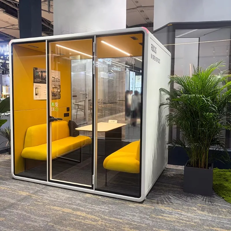 Movable Acoustic Silent Focus Pod 2-4 People Business Negotiation Sound Insulation Coworking Office Meeting Cabin