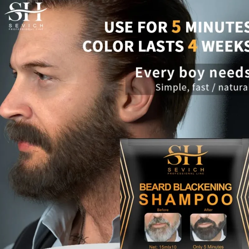 Sevich Instant Hair Dye Black Beard Shampoo Beard Paint Men Beard Coloring Dye Natural Temporary Blackening Moustache Shampoo