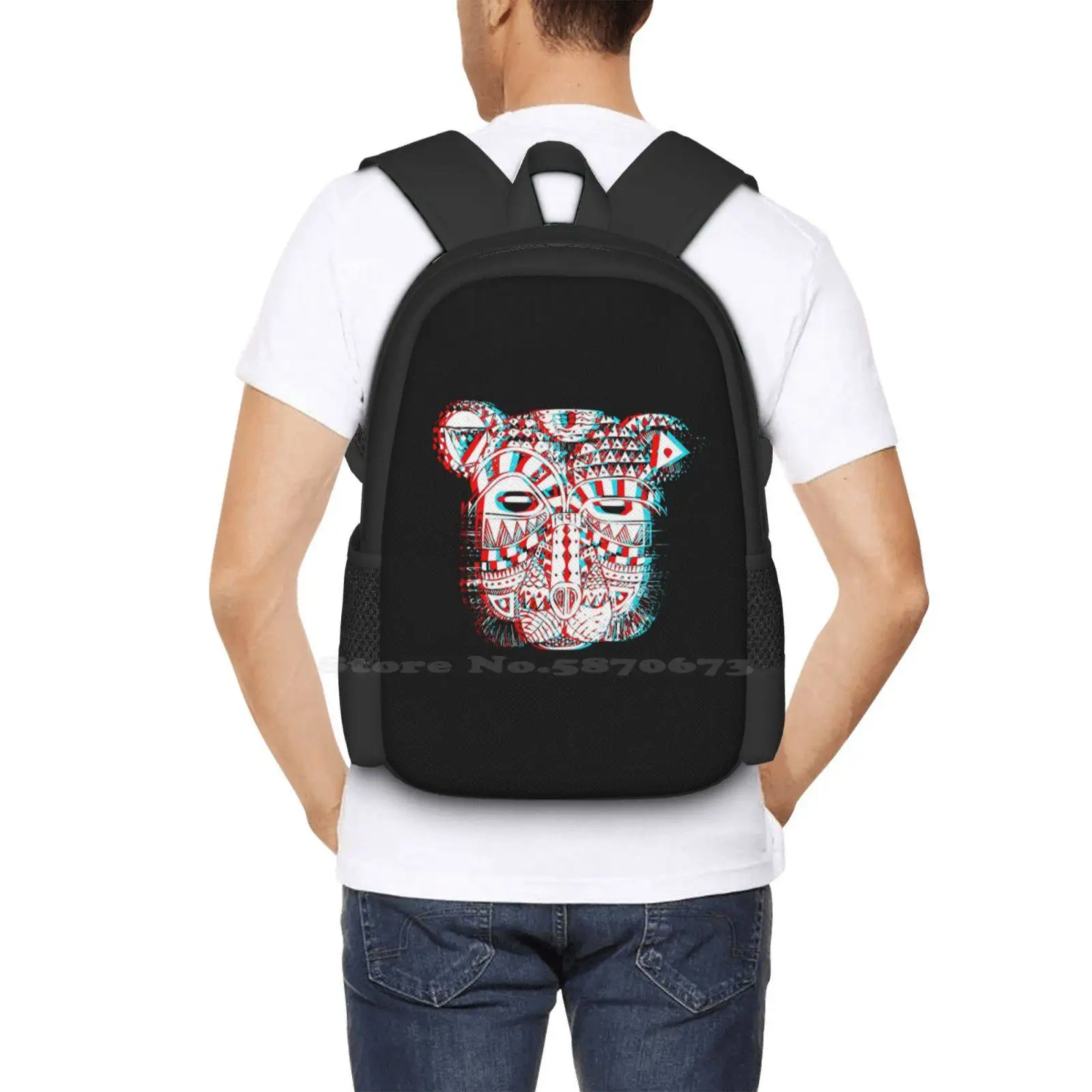 Spirit Bear-mochila escolar con diseño de patrón de moda 3D, bolso para portátil de viaje, oso gráfico, Animal, espíritu, búho, perro, colorido