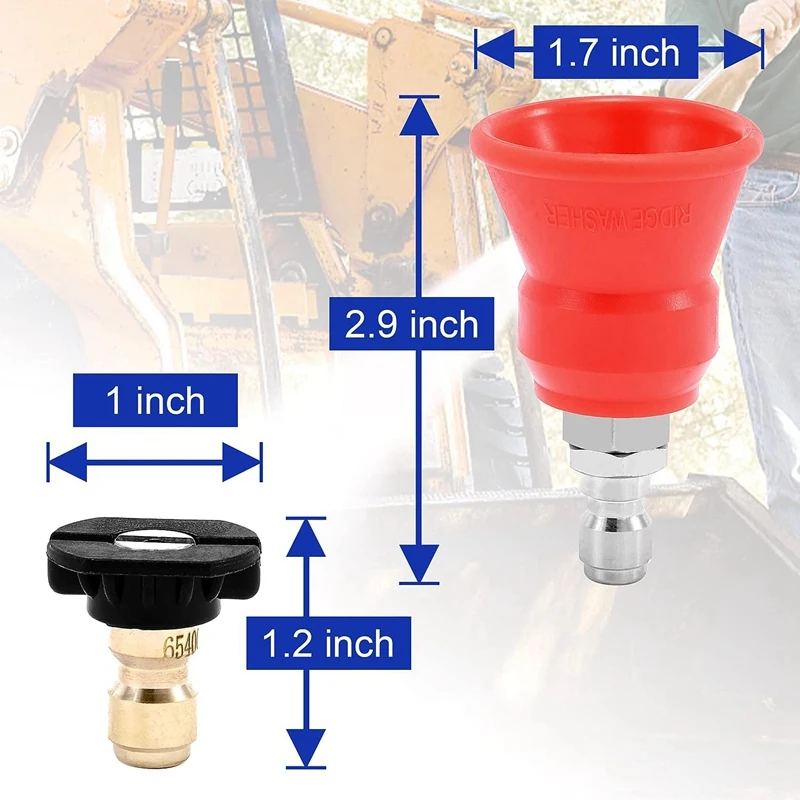 Pressure Washer Nozzle Guard, Power Washer Nozzle Tips 5 Pressure Washing Tips Plastic+Stainless Steel Orifice 3.0