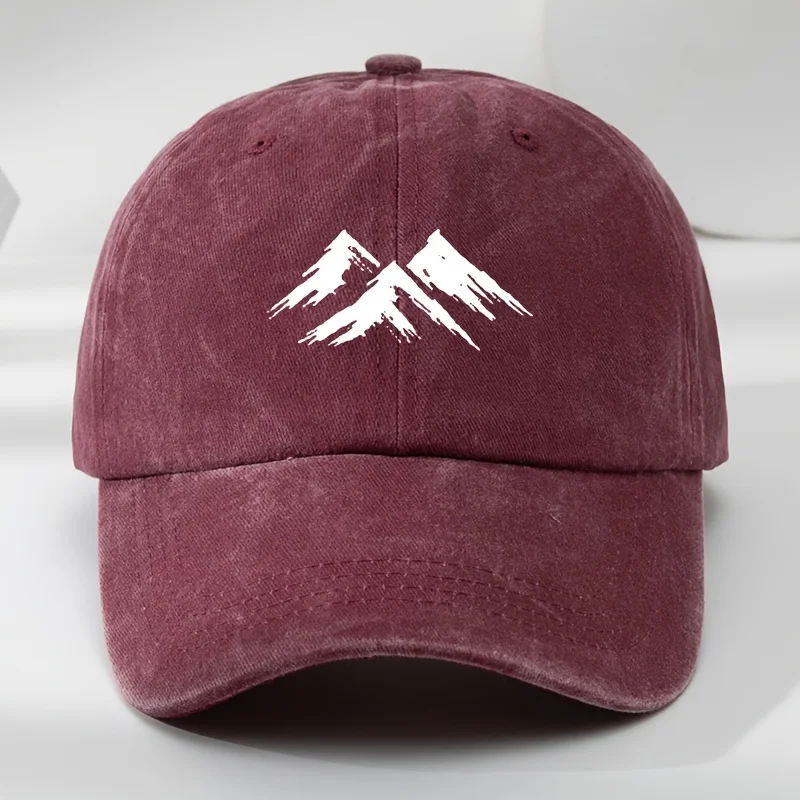 Interesting Baseball Cap, Mountain Print, Outdoor Men's Casual Sports, Breathable Duckbill Cap, Washed Retro Sun Hat