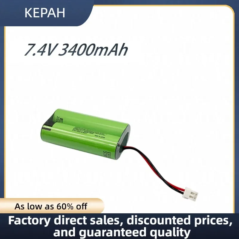 18650 3400mAh lithium batteries 7.4v 18650 li-ion rechargeable battery with wires and JST -XH 2Pconnector