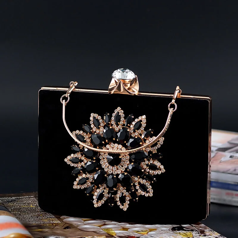 Women Evening Bag Ladies Rhinestone Wedding Clutches Female Red Black Clutch Purse Luxury Crossbody Bag Torebki Damskie