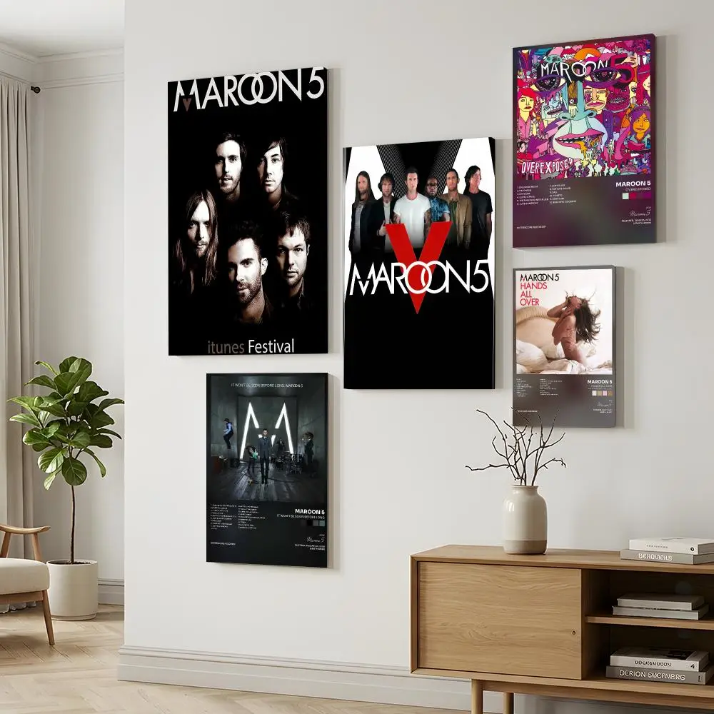Pop Rock Band M-Maroon 5 Framed Wall Painting Canvas Wall Prints for Bedroom Living Area Office Hanging Picture Decor