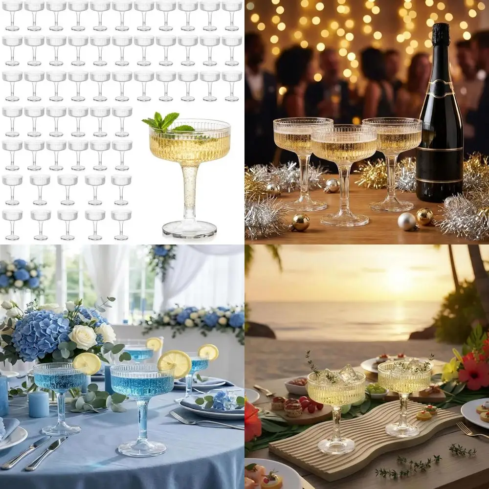 

Набор из 56 небьющихся акриловых бокалов для вина объемом 7 унций, прозрачные, для свадеб и вечеринок, многоразовые пластиковые фужеры для шампанского