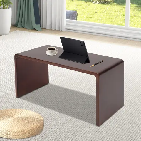 Valnötsfärgad massivt trä C-format sidobord Multifunktionellt C-format soffbord för vardagsrum, soffa, sovrum 10 best sales sidobord i trä - №10