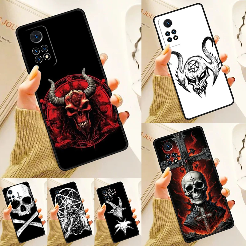 Satanic Scary Skull Case For Samsung Galaxy S24 Plus S23 S20 S21FE Lite S22 Ultra Note 20 S8 S9 S10 Phone Coque