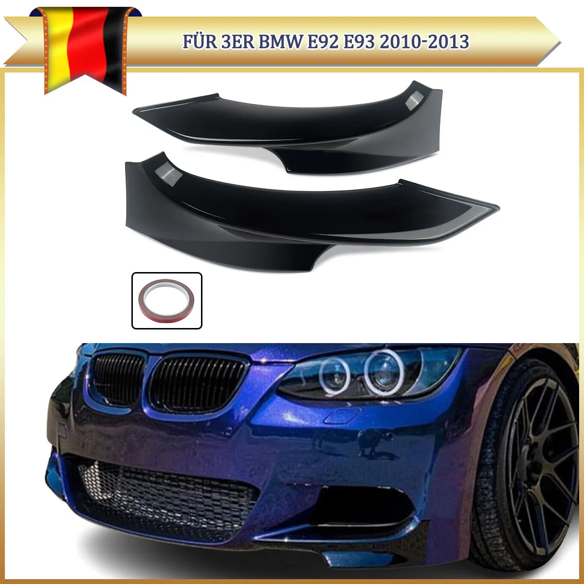 

Передние клапаны, углы, спойлер, сплиттер, черный, глянцевый для BMW E92 E93 3 серии 2010-2013 гг.