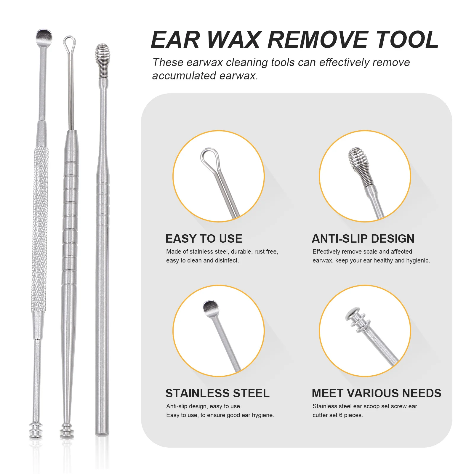 

1Set Earwax Removal Kit Professional Ear Cleaning Tools Portable Curette for Comfortable Use Ear Wax Remove Tool