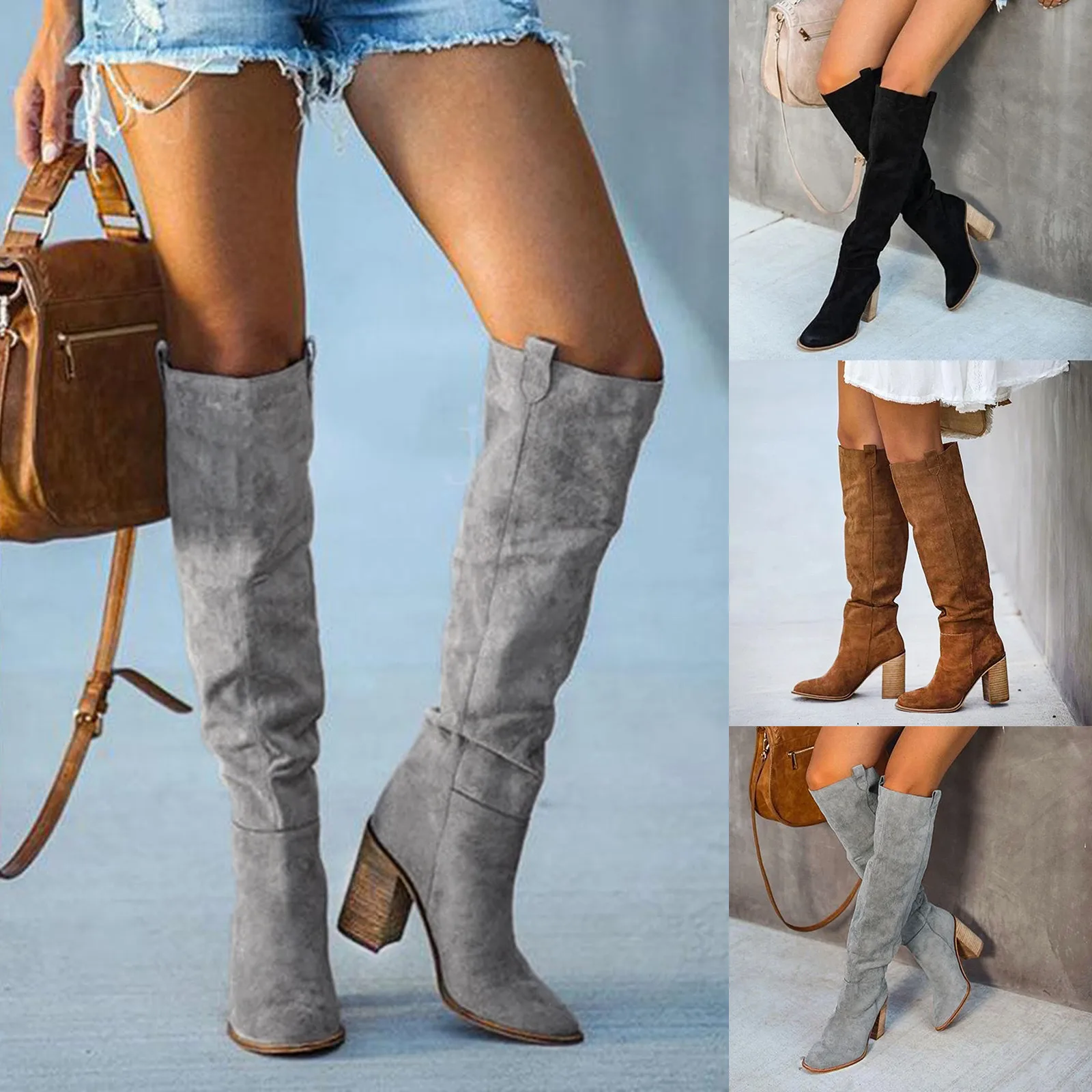 High Boots for Women with Heel Womens Boots Low Heel Knee High Women\'s Knee High Boots Wide Calf Thigh High Boots for Women Sexy