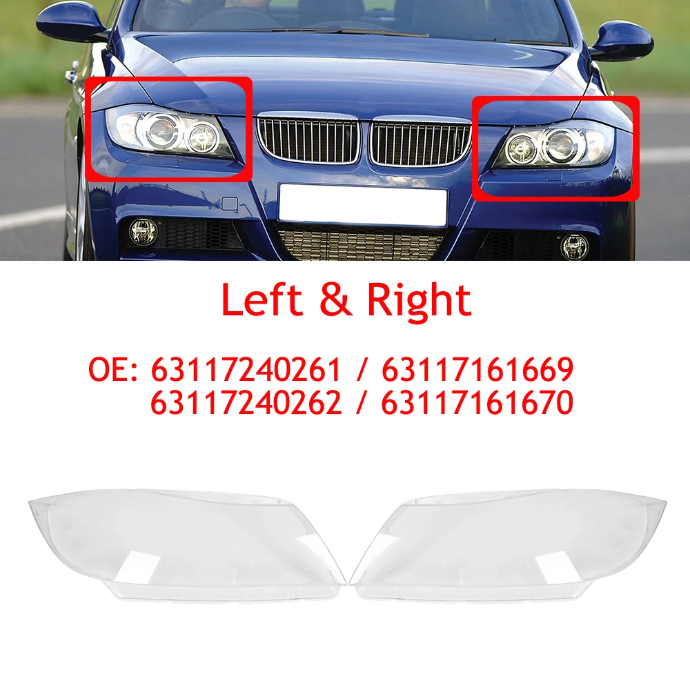 2pcs Waterproof Car Front Headlight Cover For  BMW E90 3 Series 05-12 63117240261、 63117161669/ 63117240262、63117161670