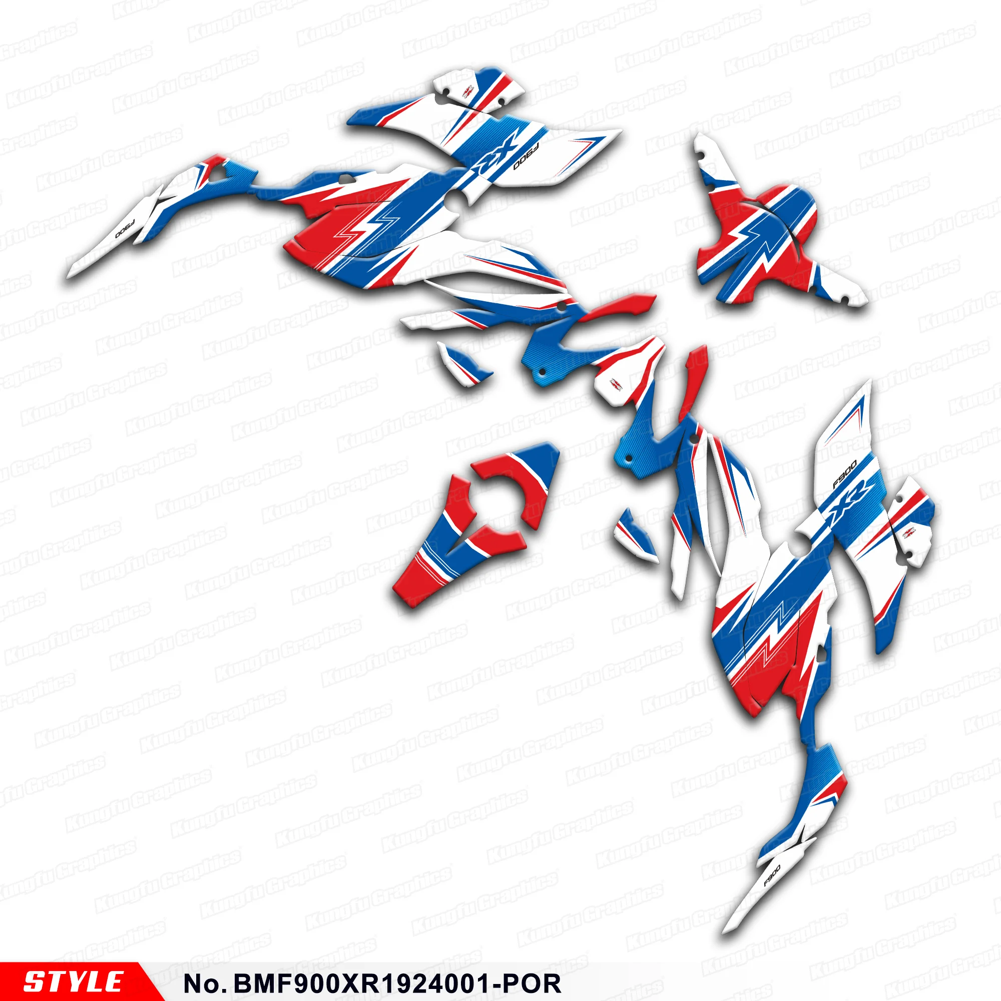 Aftermarket Personalised Graphics Motorcycle Vinyl Sticker Kit for F900XR 2019 2020 2021 2022 2023 2024, BMF900XR1924001-POR