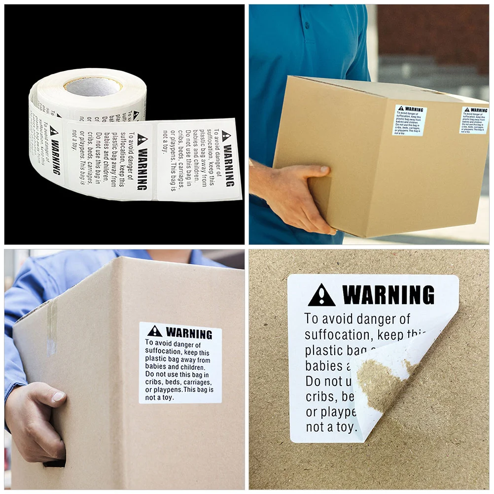 Sign Suffocation Labels Packaged Stickers Shipping Warning Blank Choking Paper Decals for Packing Baby Child