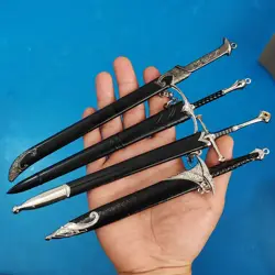 22cm Elves Anduril Middle-earth Weapon Glamdring Aragorn Narthil Sword Metal Katana Samurai Sword Keychain Ornaments Gifts Toys
