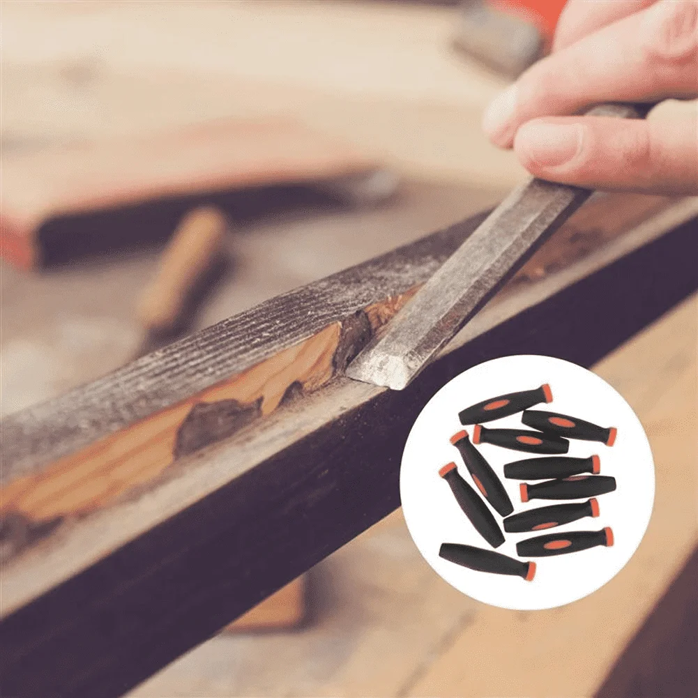 Pak berisi 10 pegangan kikir karet yang dirancang untuk kikir kecil dengan diameter lubang 5mm, memberikan penanganan yang andal dan nyaman