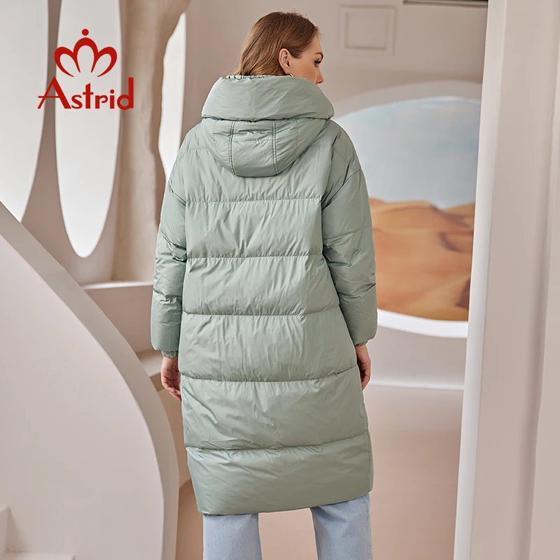 Astrid 2022 Down Jacket Women Winter Warm Long Coat Women Parkas Hooded Fashion Loose Outerwear Women\'s Jacket Female Clothing