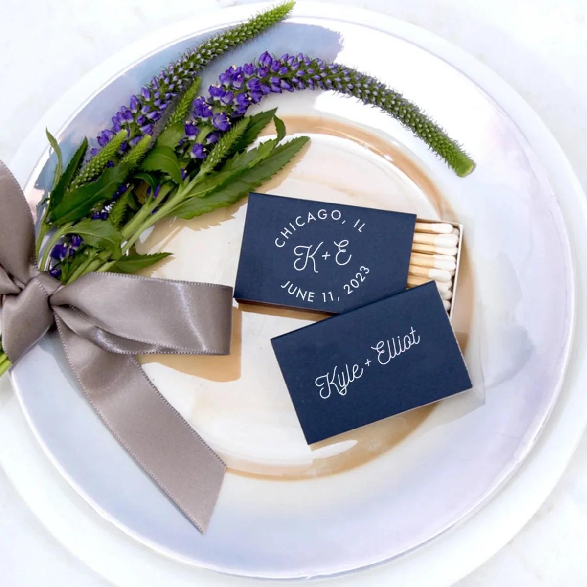 

Modern Script Initials Personalized Match Boxes - Party Custom Matchboxes, Foil Stamped Matches, Wedding favor, Candle gift