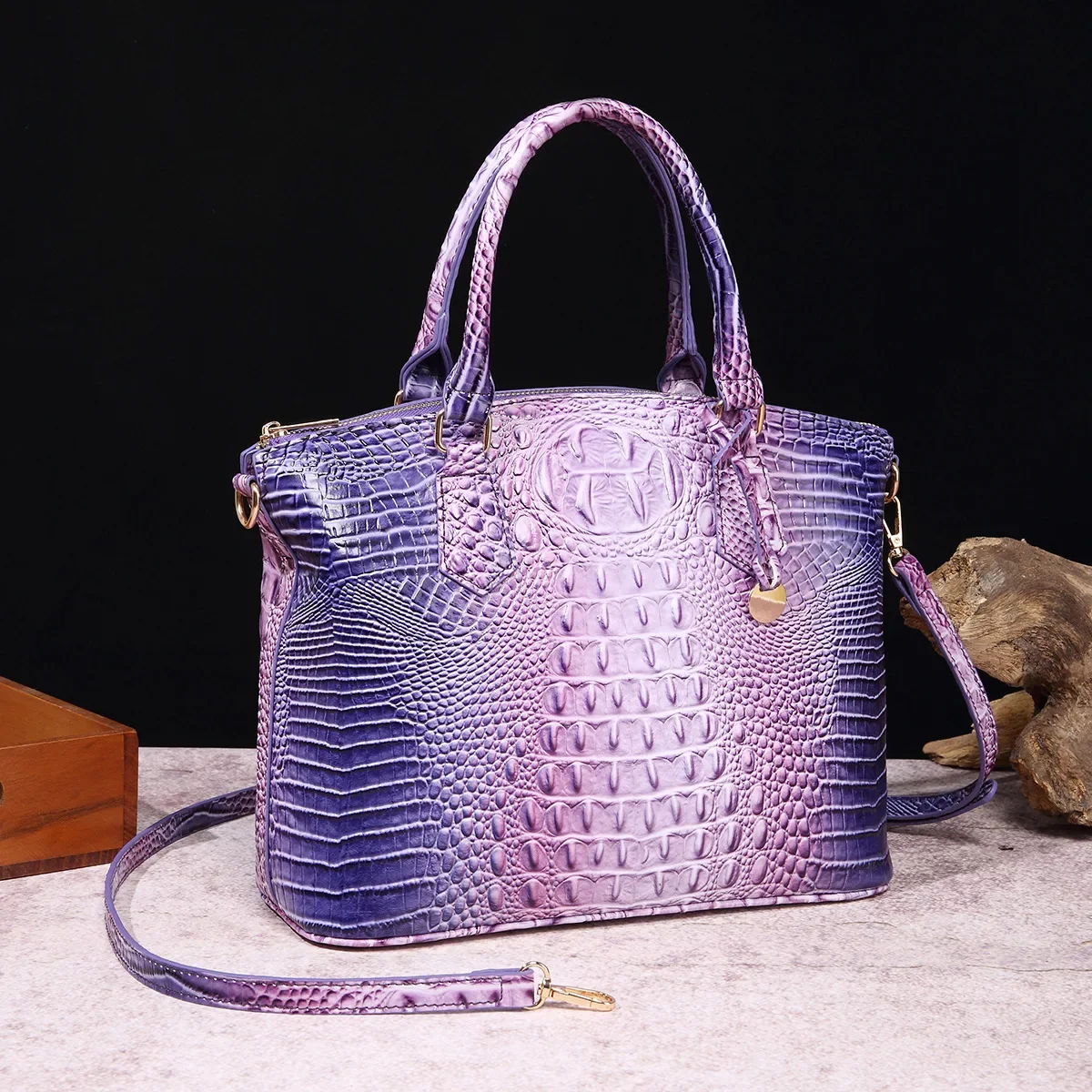 Luksusowy krokodyl torebka tłoczona moda torba Crossbody mieszane kolory damska Vintage skórzana teczka duża pojemność wodoodporna — zdjęcie 4