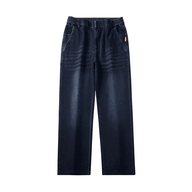 2026 Autumn Winter Men American High‑Street Vintage Jeans,Loose Wide‑Leg Wrinkle‑Resistant Slim Look Denim Long Pants