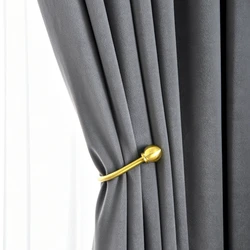 Custom Size Gray Velvet Curtains for Living Room Bedroom Dining Blackout Luxury Kitchen Modern Window Thicken Decor Solid Color