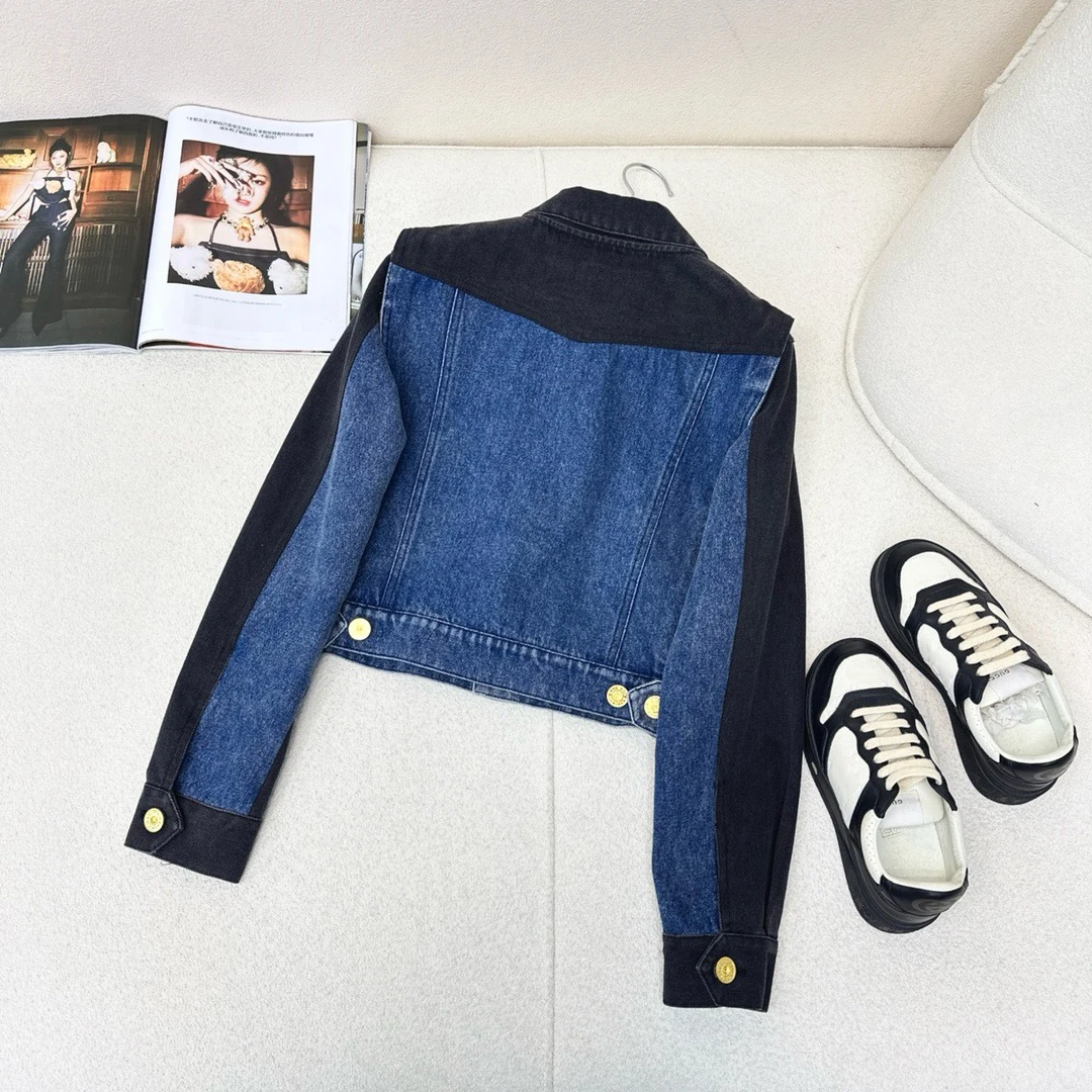 EVACANDIS ฤดูใบไม้ผลิใหม่ผู้หญิงคุณภาพสูงตีสี DENIM เสื้อแจ็คเก็ตกระเป๋าคู่ Chic Casual VINTAGE SINGLE Breasted Tops