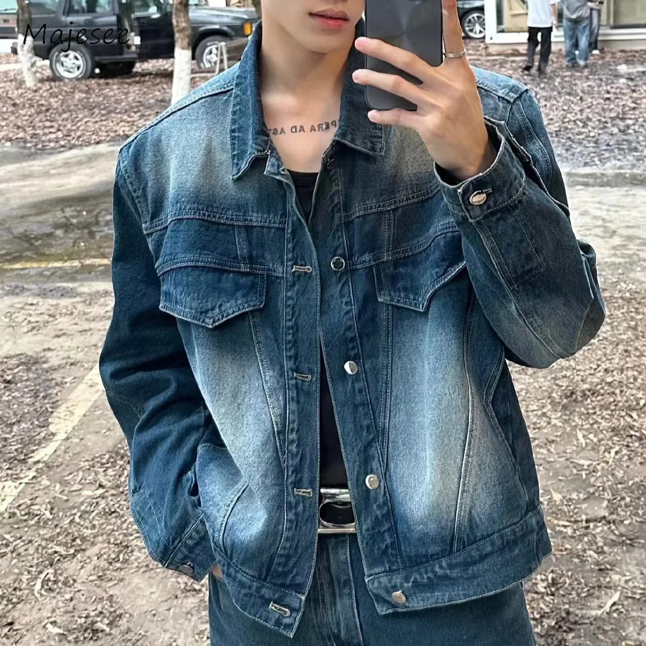 

Denim Jackets Men Korean Fashion High Street All-match Coats Handsome Couples Designed Streetwear Harajuku Youthful Cool Chic