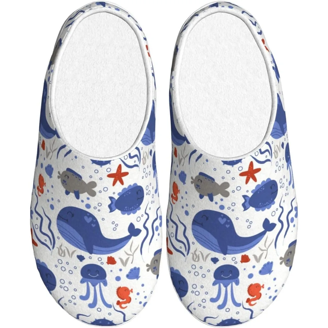 

Whale Fish Seahorse Bubble Adult Cotton Slippers Home House Indoor Shoes