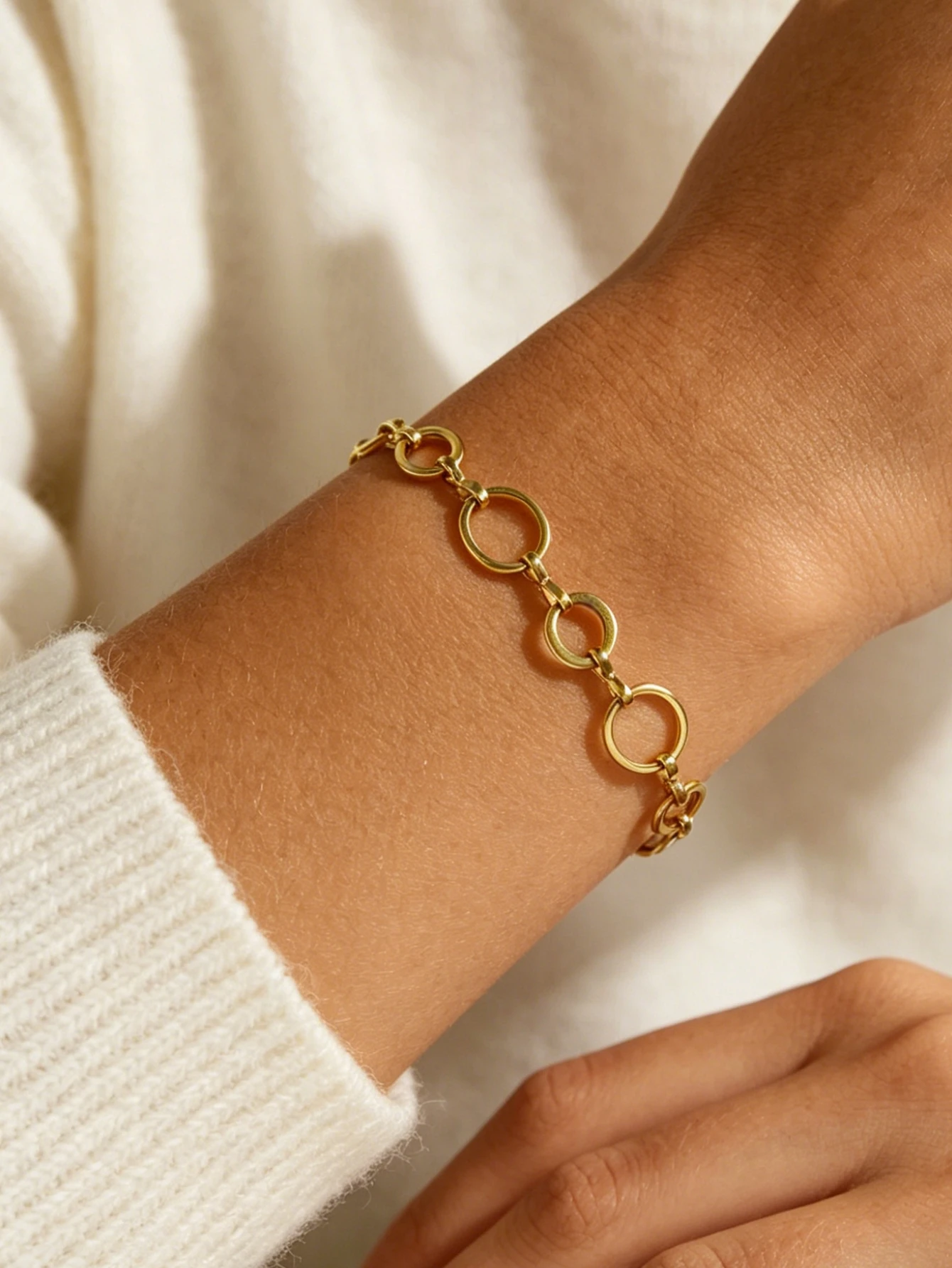 Geometrischer Schmuck Edelstahl Armband O-Ring Gliederkette Armbänder für Frauen