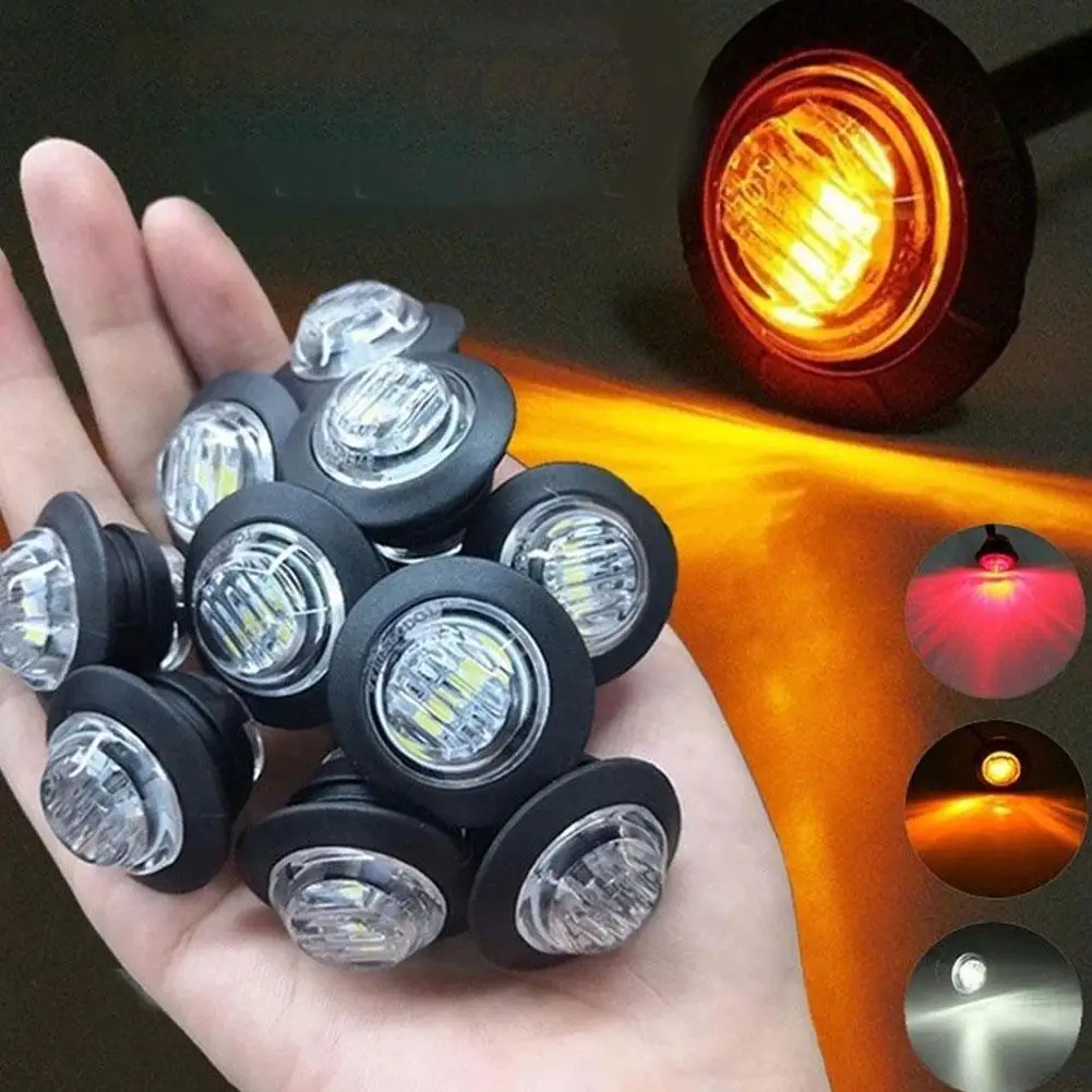 

10pcs Round Tralier Side Marker Light 12V-24V For Truck Clearance Light Turn Signal Lamp Indicators Car Accessories R7P9
