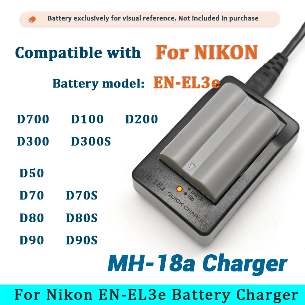 MH-18A Battery Charger for Nikon EN-EL3 EN-EL3E