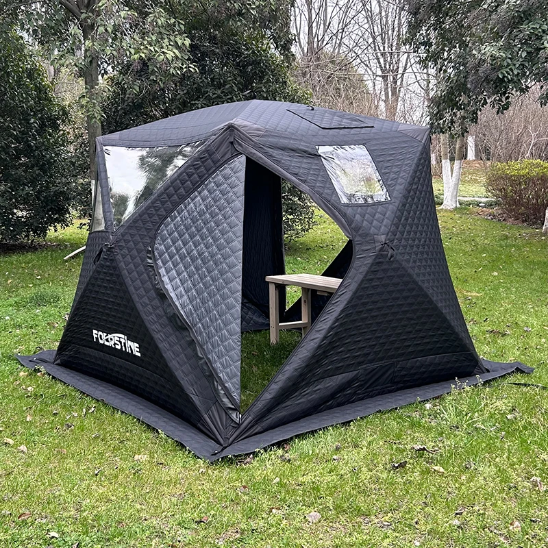 

Pop Up Custom Mobile Sauna Insulated Ice Fishing Winter Camping Tent Outdoor 6 Person Sauna Tent