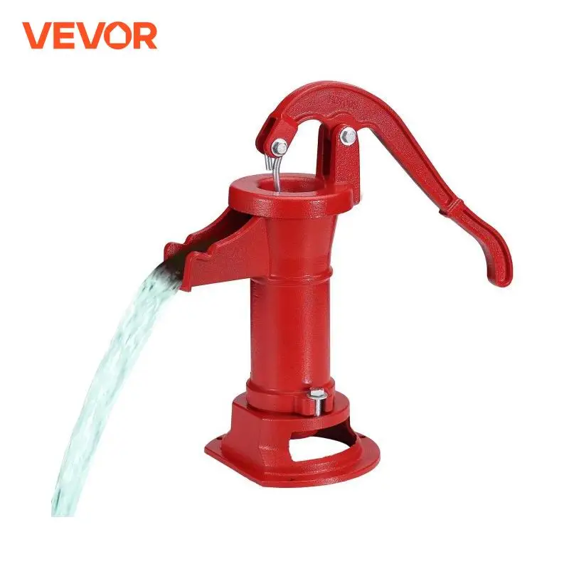 VEVOR Antique Well Hand Pitcher Pump 25 ft Maximum Lift Cast Iron with Ergonomic Handle Old Fashioned for Yard Garden Pond Farm