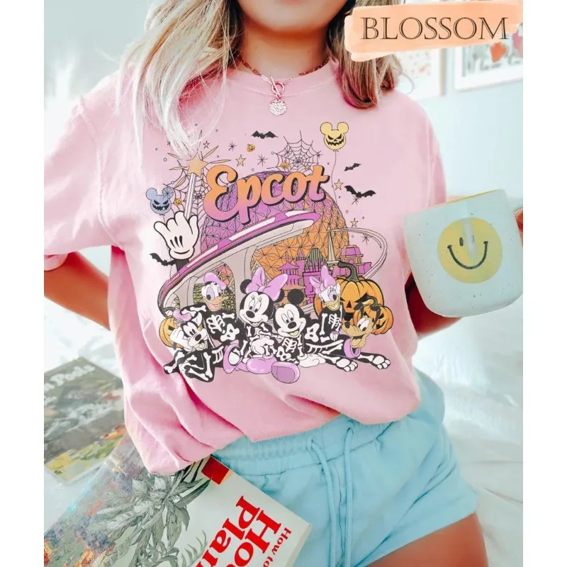 Disney Epcot World Tour Halloween T-Shirt Mickey and Friends Epcot Halloween T-Shirt Unisex Ganzjahresoberteile Streetwear