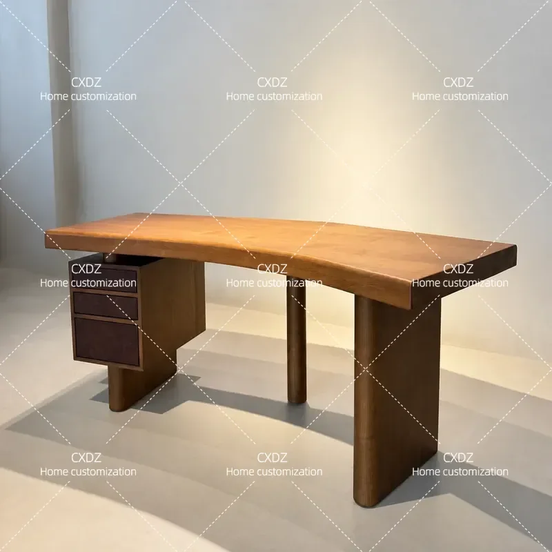 Medieval Solid Wood Special Shaped Desk French Retro Log Writing Desk Home Study High End Desk