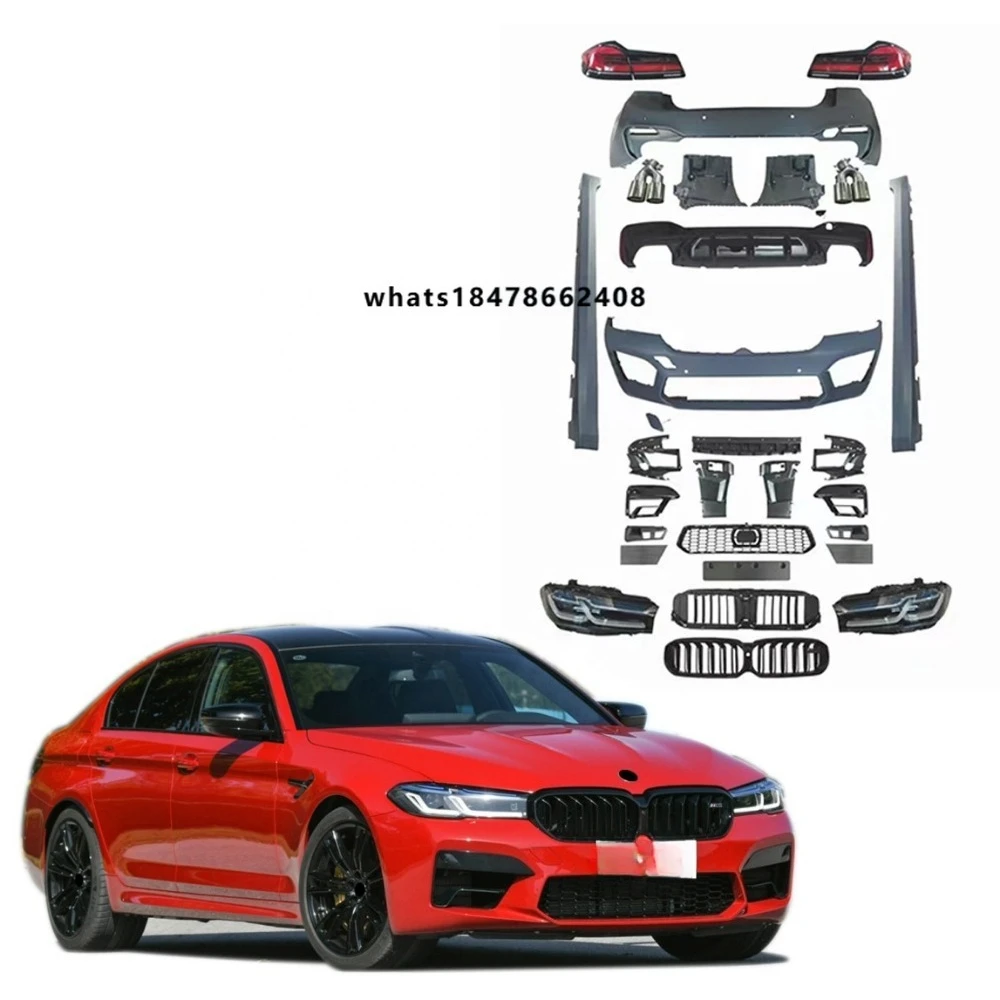 Auto Modification Conversion Body Kit for 5 Series G30 18-20 Update to M5 21+ Style Front+Rear Bumper+Grille+Side Skirt