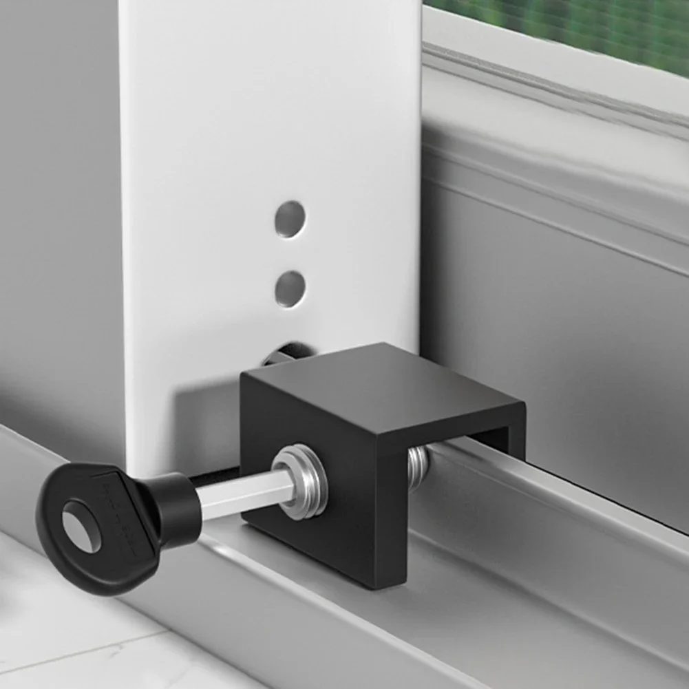 2pcs Adjustable Sliding Door Window Locks Padlock Stop Aluminum Alloy Door Lock Frame Security Lock With Keys Safety Key Lock