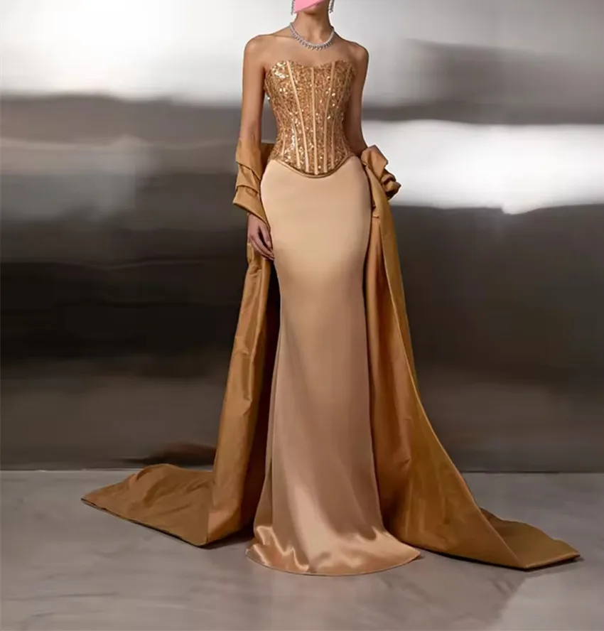 Customized Luxury Women's Evening Dresses Sparkling Sequins Tight Corset Formal Ball Gowns vestidos de fiesta elegantes