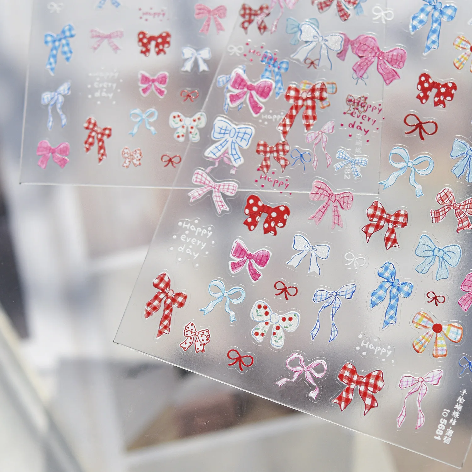 5D Sweet Nail Stickers Exquisite Colorful Butterfly Bows Nai