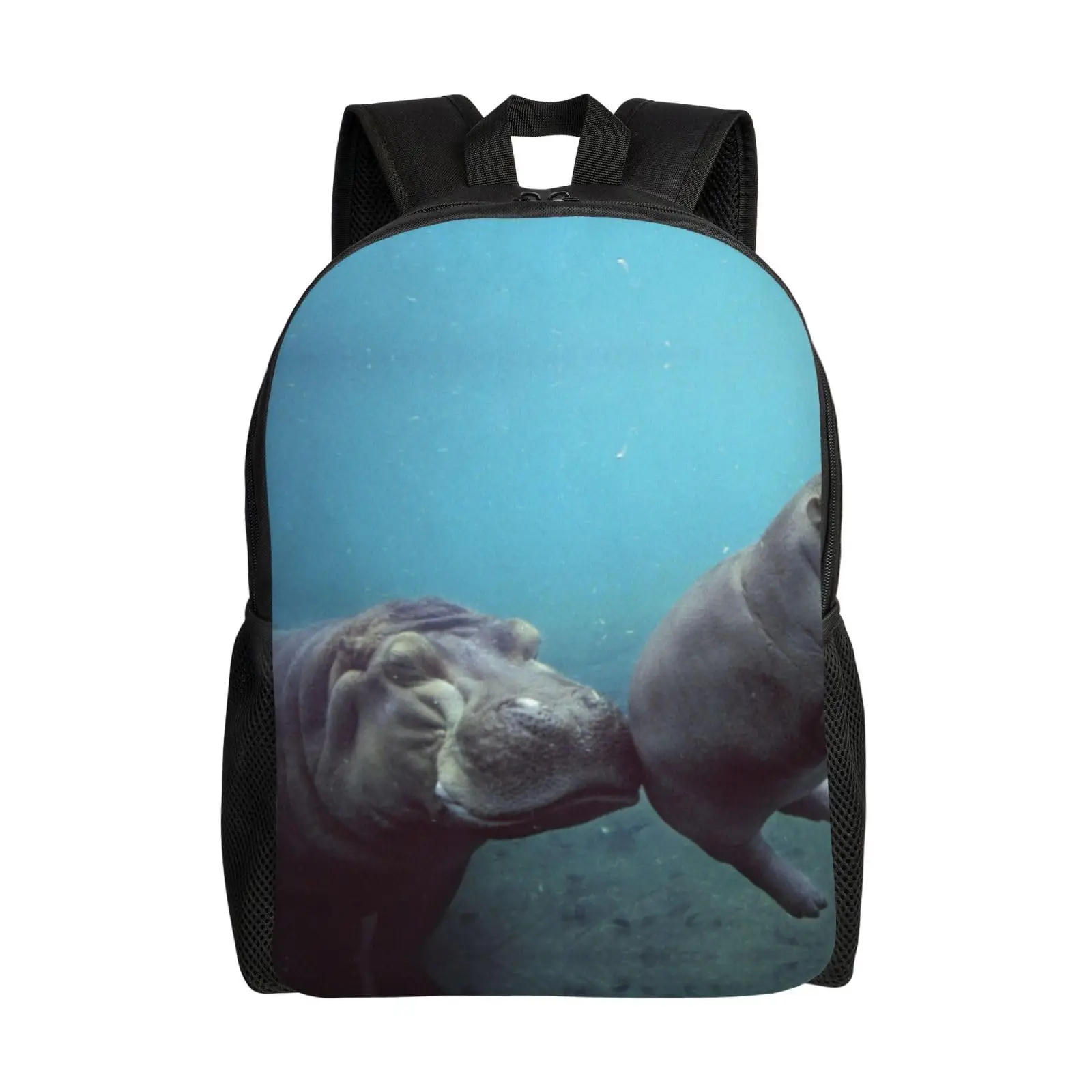 Cute Hippos Printed Large Backpack Travel Bag Daypack Laptop Multifunctional Backpack For Primary Students,Elementary Boys Girls