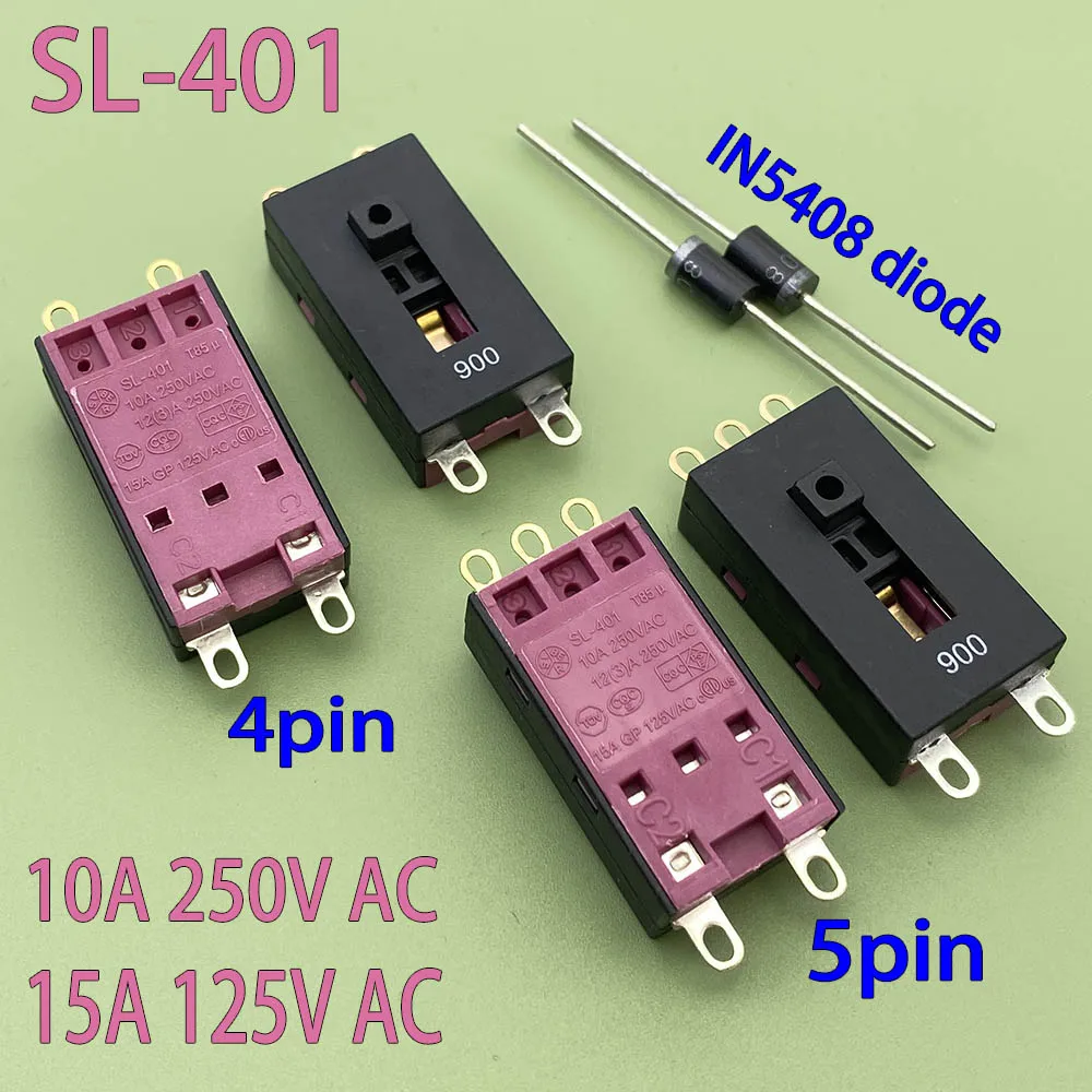 

SL-401 XN-14B/XN-14C Hair Dryer Switch Accessories 3pin/4pin/5pin 2 gear3 gear Hair Dryer Power Switch 10A 250V ac Toggle Switch