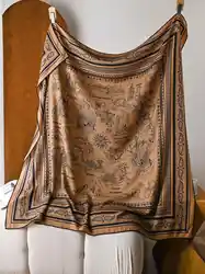 New Silk Wool Scarf Designer Luxury Giant Shawls Pashmina Winter Warm Head Accessories Bag Belt Decoration Brwon poncho