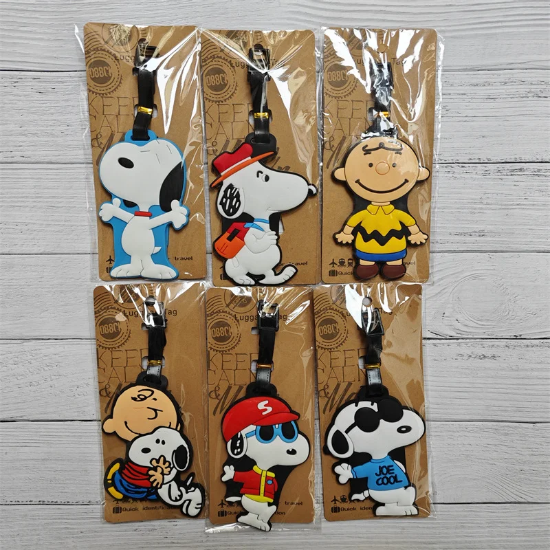 Hot Sell Luggage Tag Travel Accessories Cartoon Snoopy PVC Luggage Label Portable Anti-loss Address Name Tag for Men Women