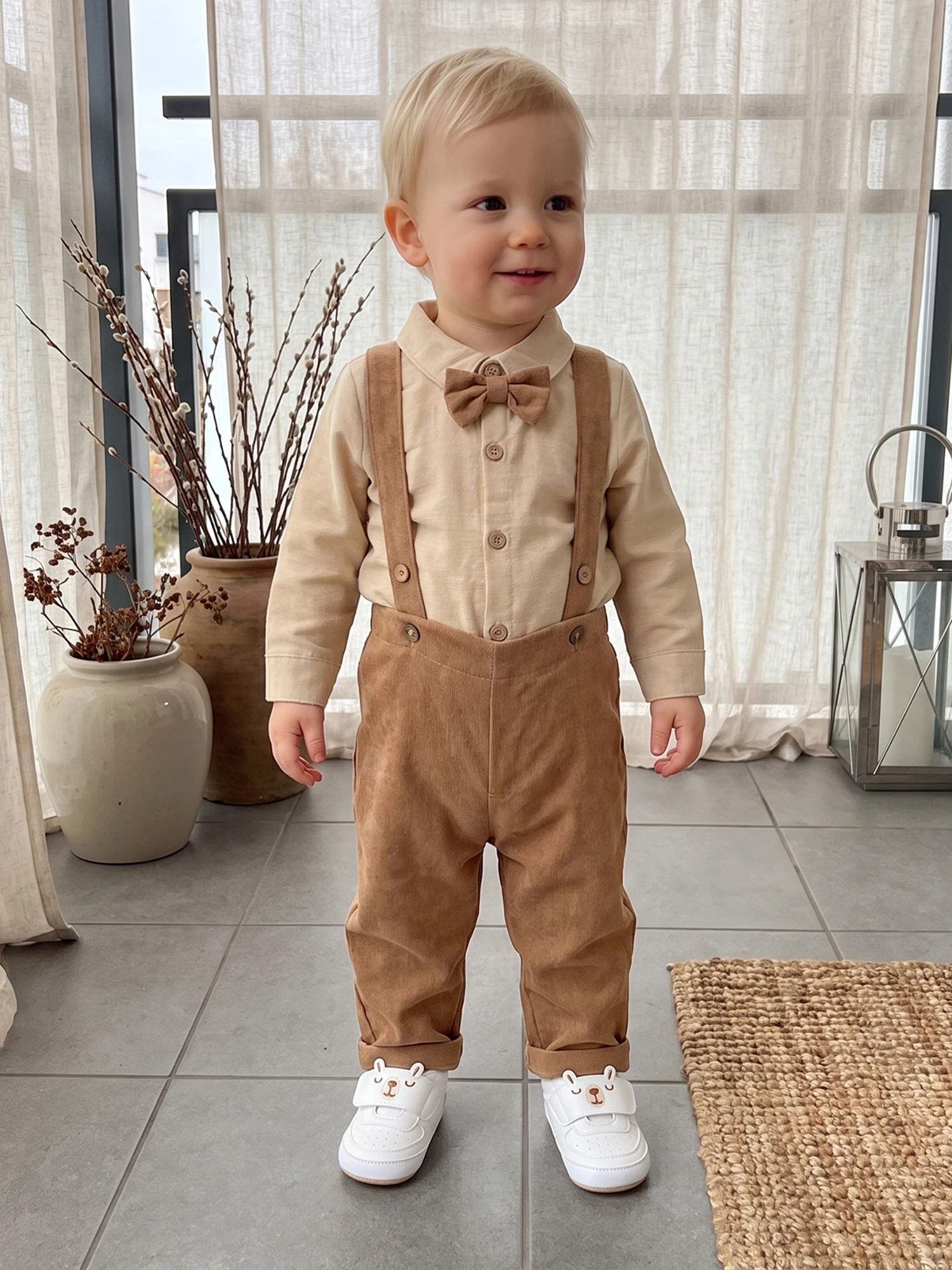 Romper Baby Boy Gentleman Suspender Pants Romper Suspender Baby Boy Boy Suit-Solid-Long S Suit Baby Boy Gentleman