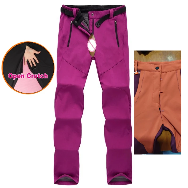 Slip da donna Cavallo da donna Cerniera invisibile Chiusura frontale a retro Pantaloni invernali in pile spesso Pantaloni caldi Outdoor Softshell Sport lunghi