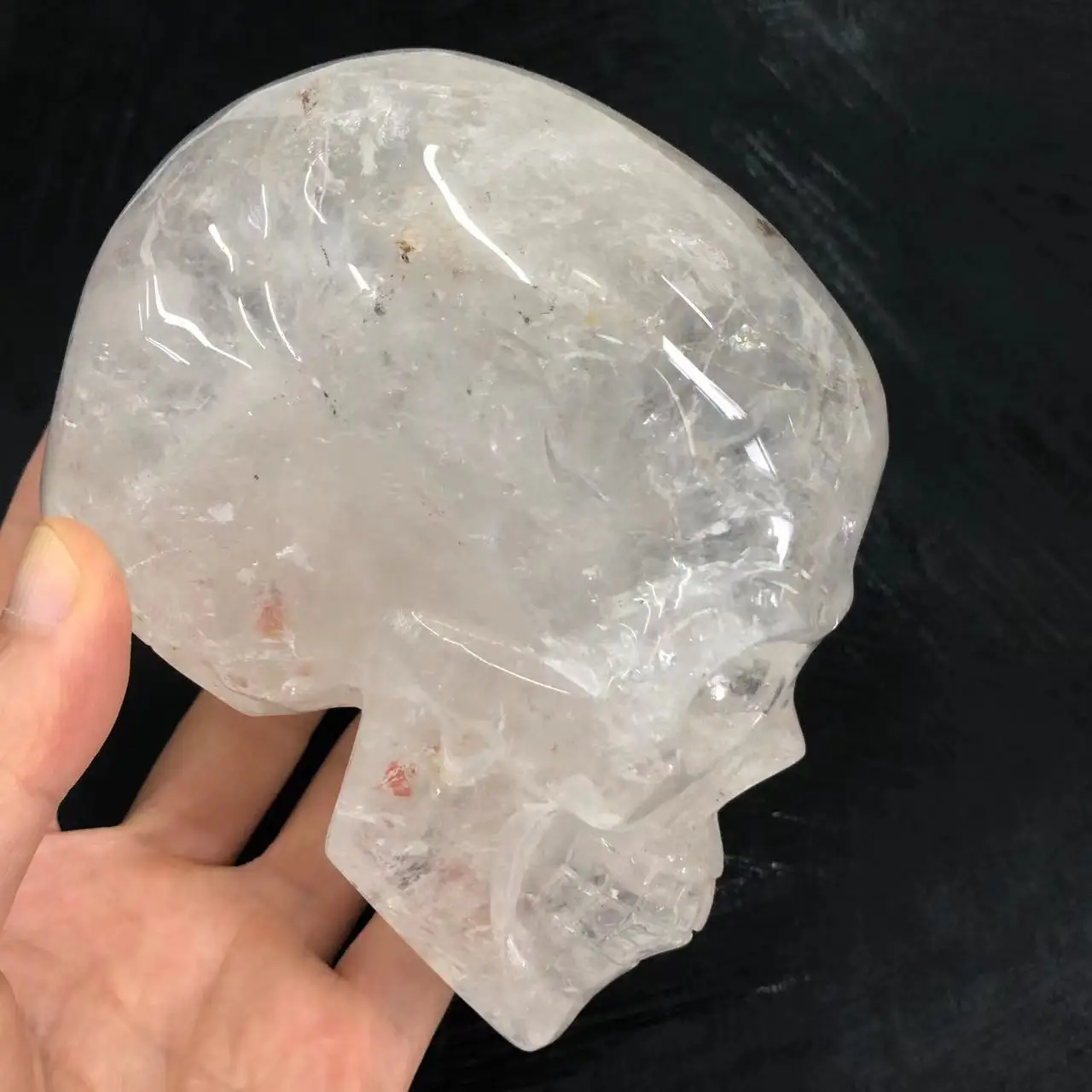 1.0-1.2kg Natural Stones Crystal Skull Statue clear Quartz Stone Carved Energy Ore Mineral Healing Crystals Figurine Home Decore