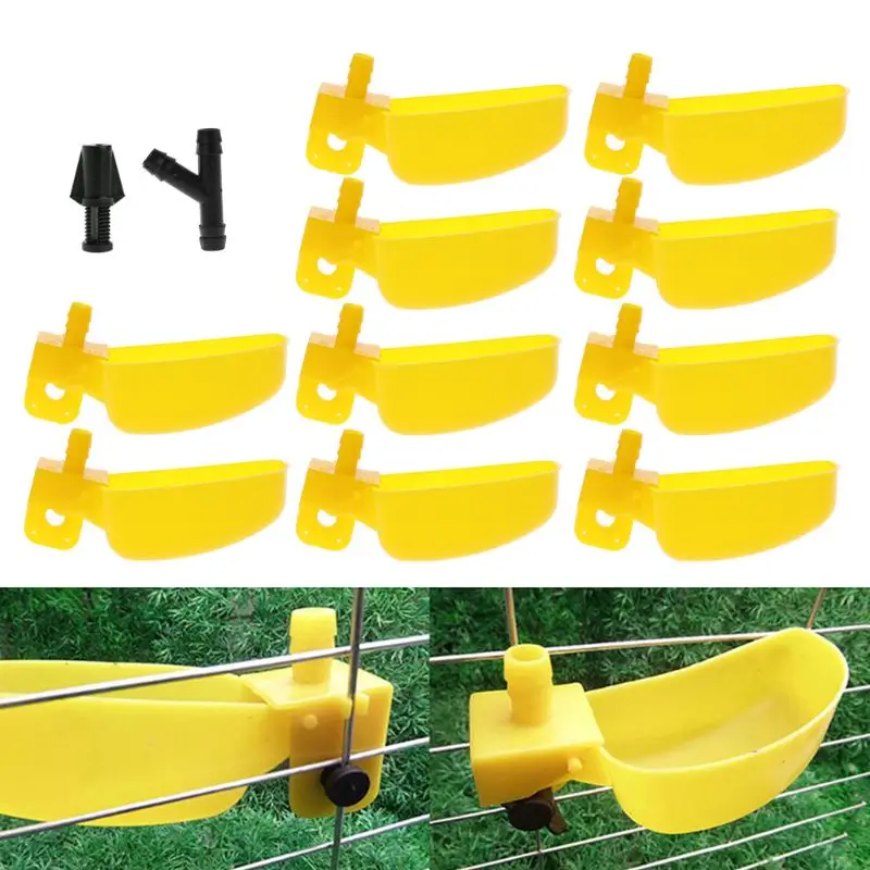 2024 New Bird Feeding Cups with Clamps Plastic Yellow Food Water Bowls Cage  Hanging Dish for Parrot Finch Canary Chicken