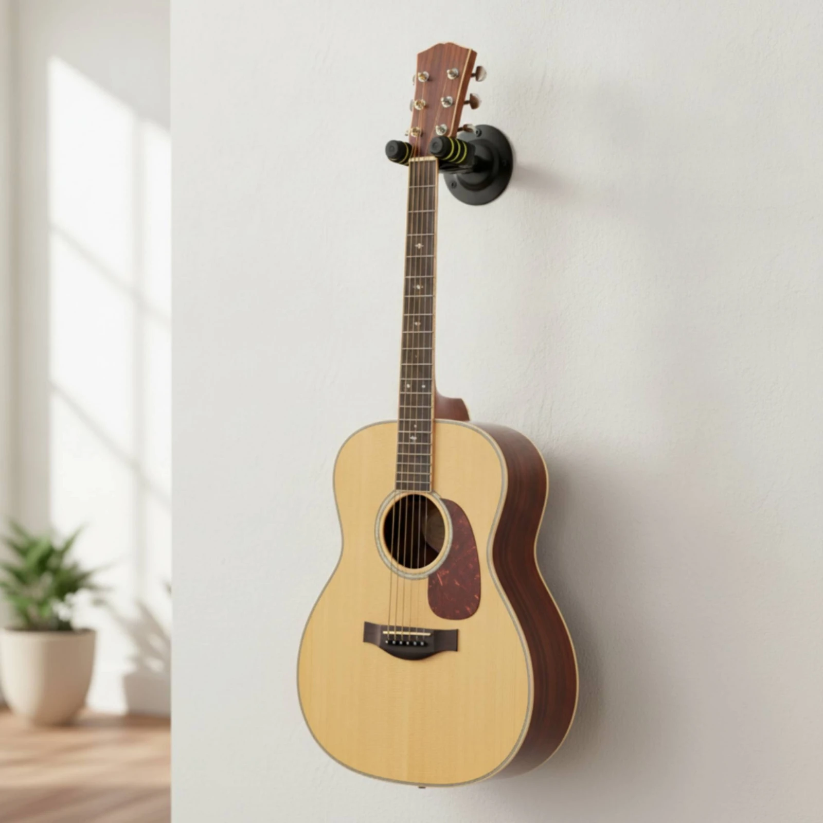 Guitar Wall Mount with Self-Locking Secure Guitar Wall Mount Padded Space-Saving for Guitarists, Music Studio, Practice Room