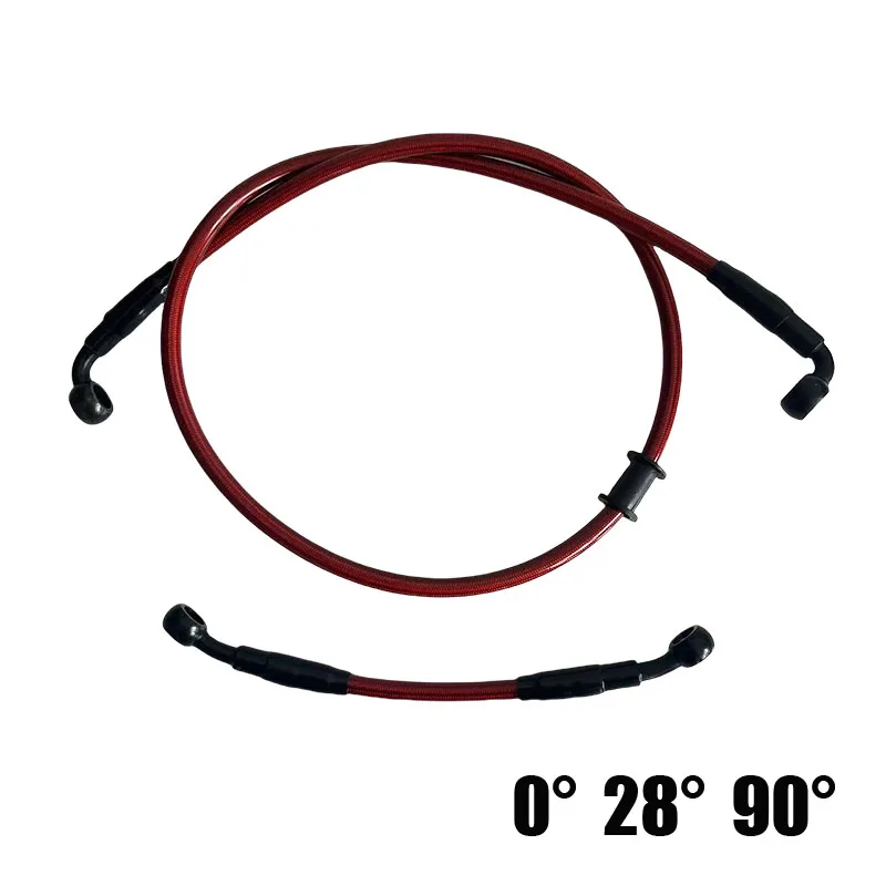 

Moto Hydraulic Stainless Steel Braided Brake Hose scooter Reinforced Brake Clutch Pipe M10 0° 28° 90° Red Front Rear Brake Hose