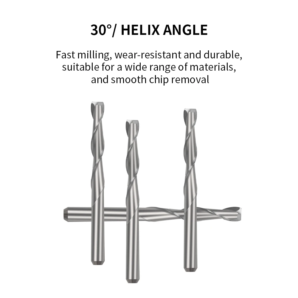 Fraise en spirale à double tranchant, tungstène, solide, Varbide, conique, outils de travail du bois, routeur CNC, fraise pour acrylique, 3.175mm